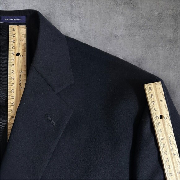 STAFFORD Classic fit Mens Blazer Sport Coat Two Button Jacket 44S WOOL Black - Picture 8 of 13
